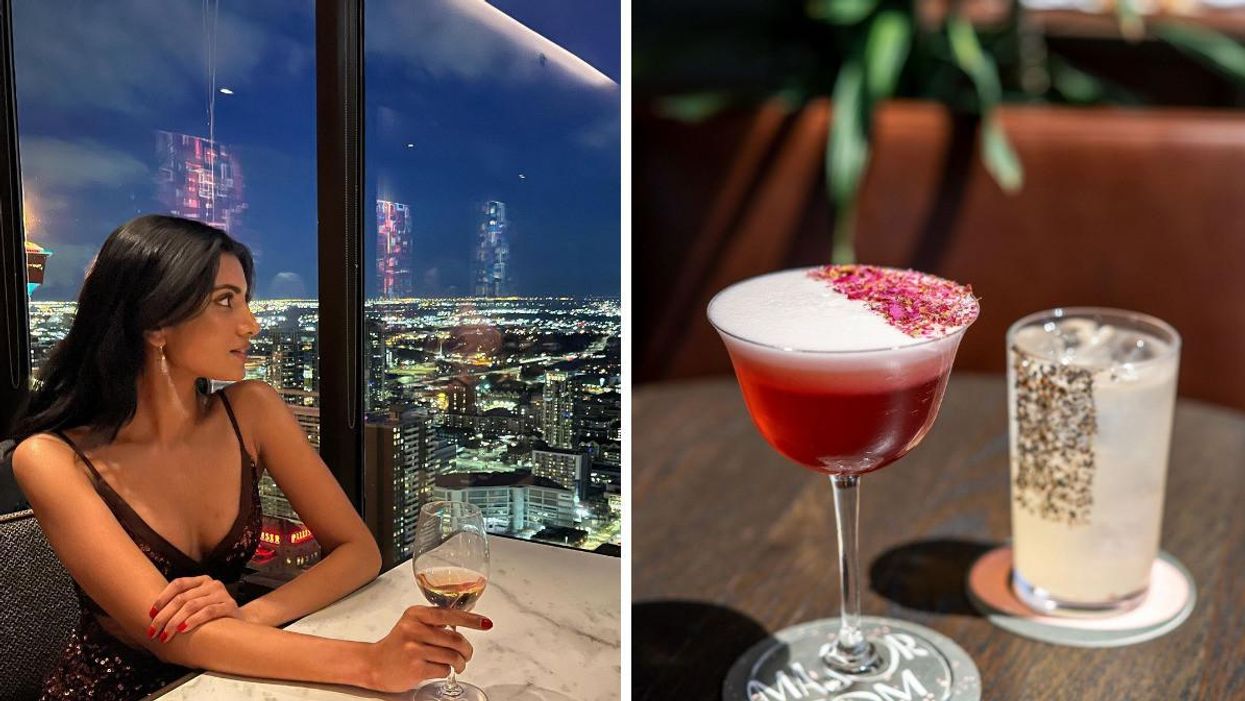 Someone sat near the window at Major Tom. Right: Two cocktails from Major Tom.