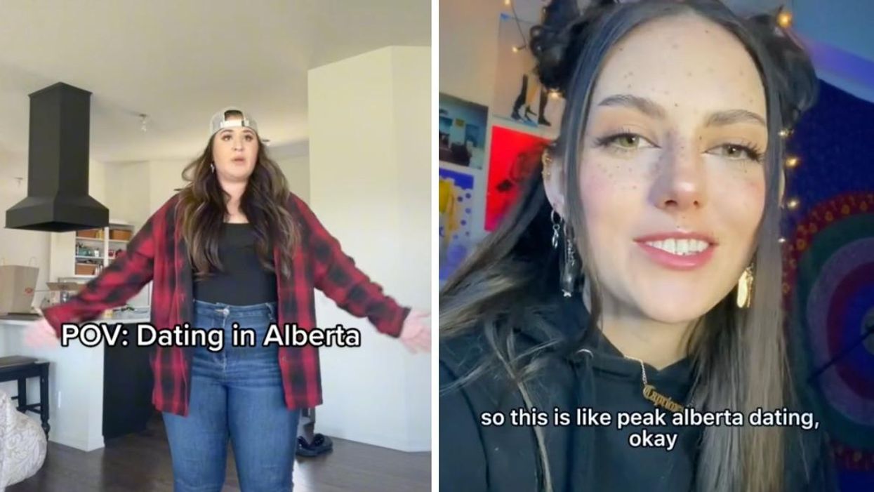 Someone sharing a dating TikTok. Right: Someone talking about a dating horror story.