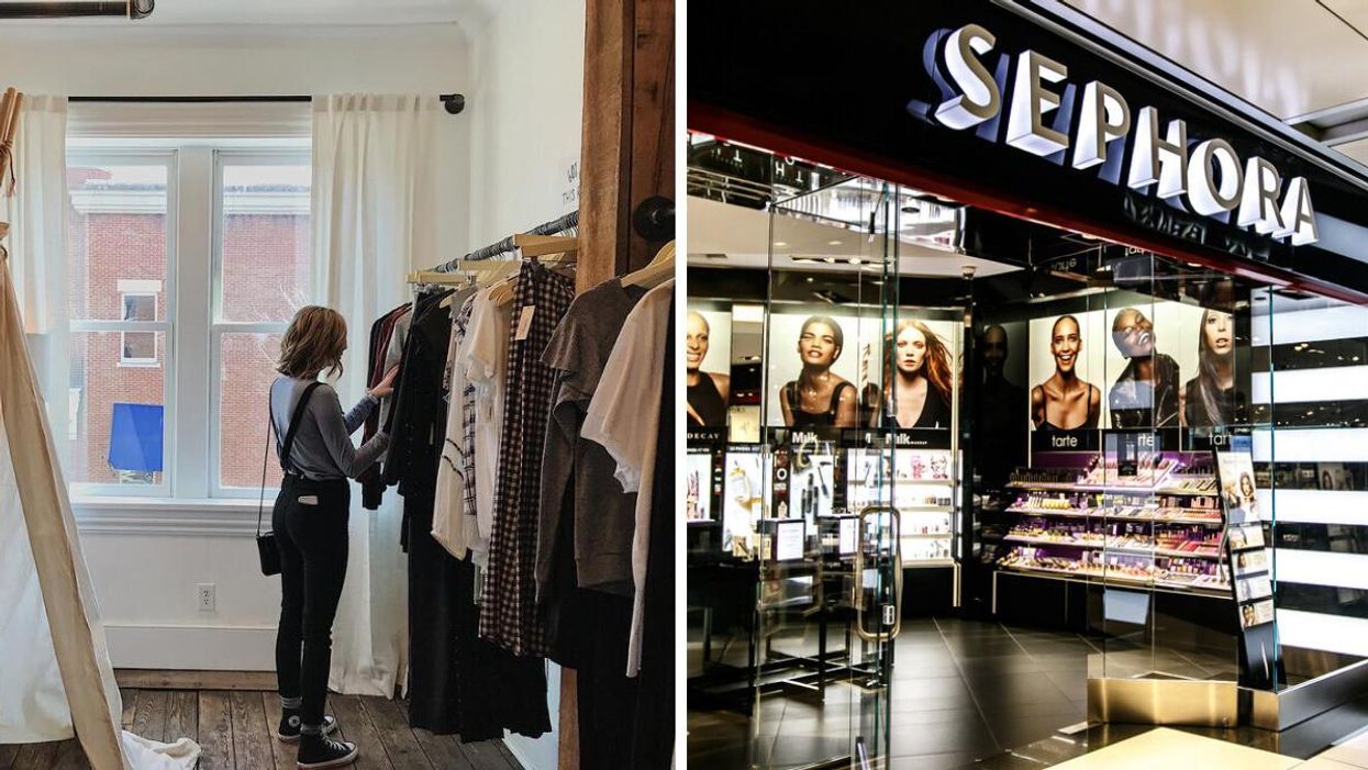 Someone shopping. Right: Sephora