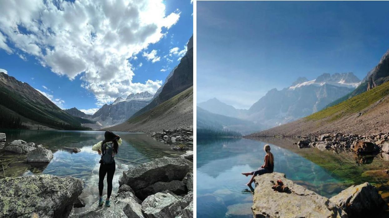 Someone stood by Consolation Lakes. Right: Someone sat at Consolation Lakes.