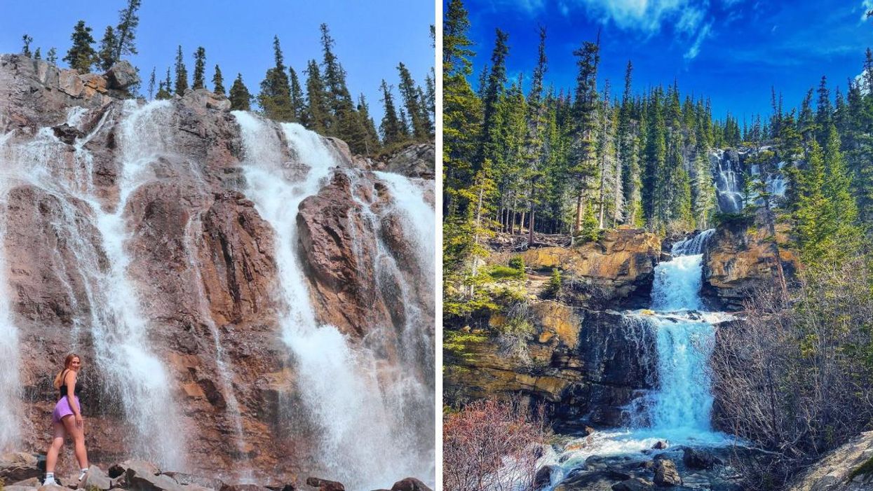 Someone stood by Tangle Creek Falls. Right: Tangle Creek Falls.