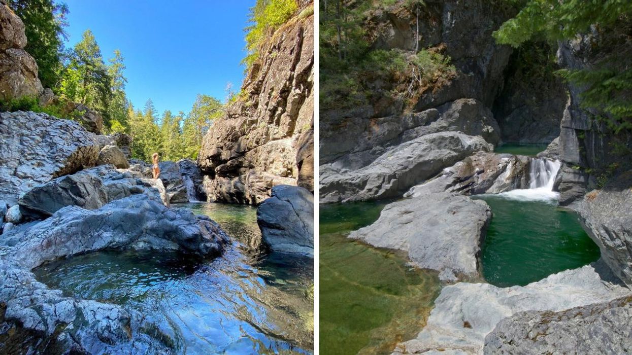 Sooke Potholes Provincial Park. Right: Sooke Potholes Provincial Park.