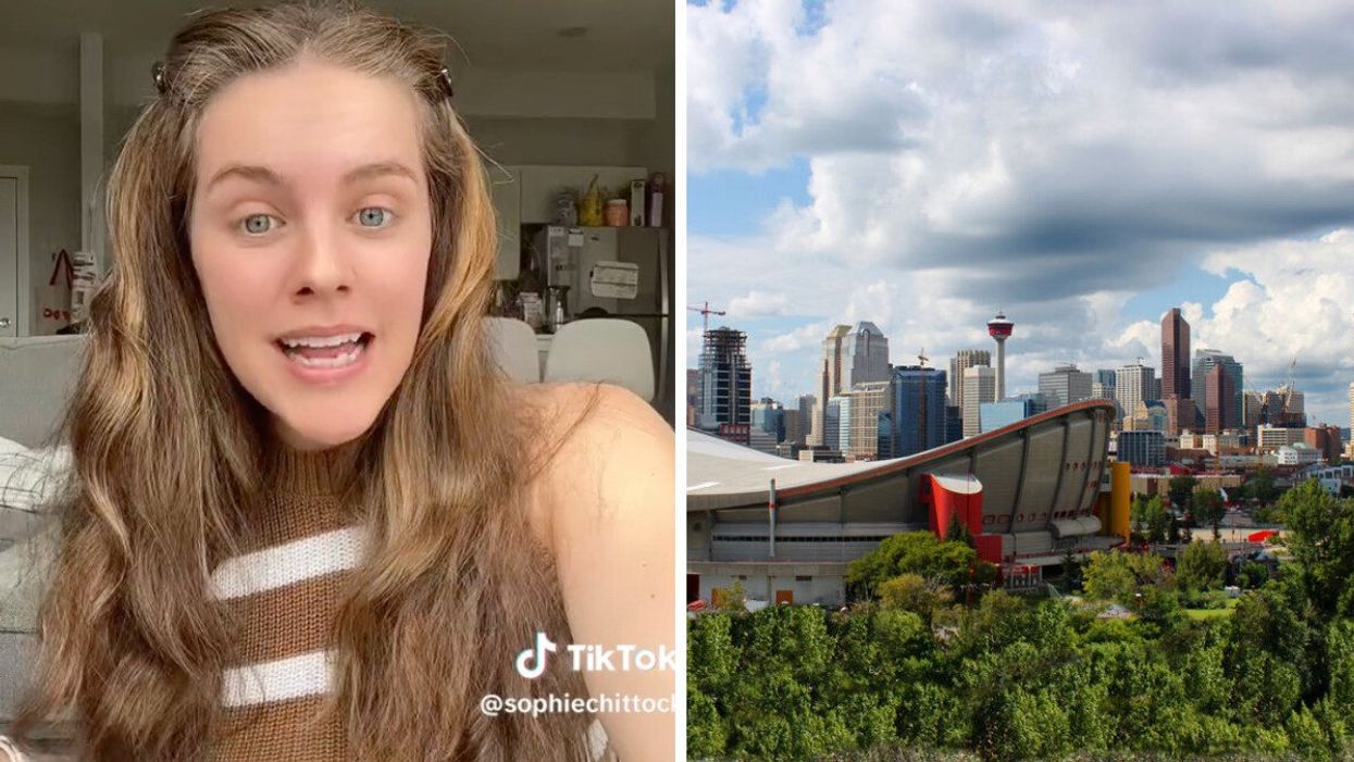 Sophie Chittock on TikTok. Right: Calgary.