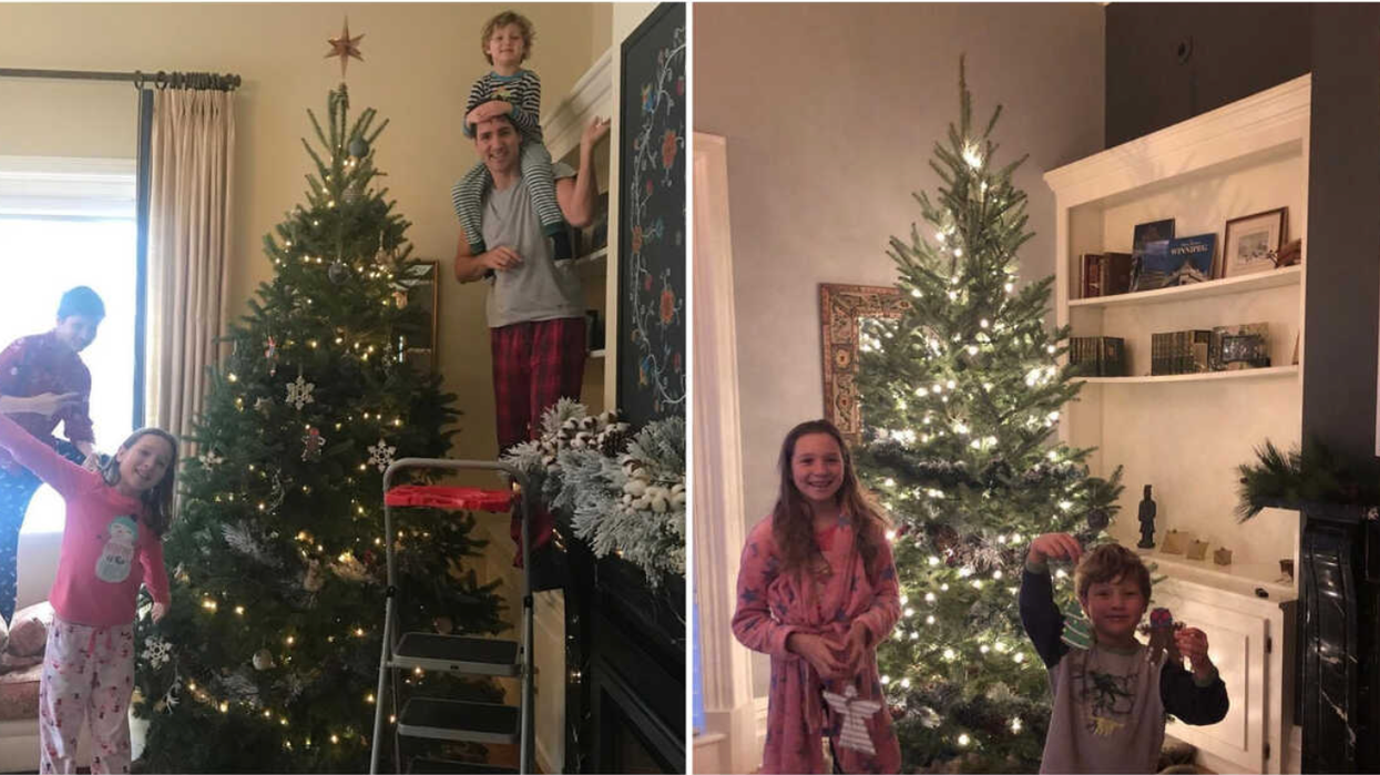Sophie Grégoire Trudeau partage une photo de Justin en train de décorer leur sapin de Noël