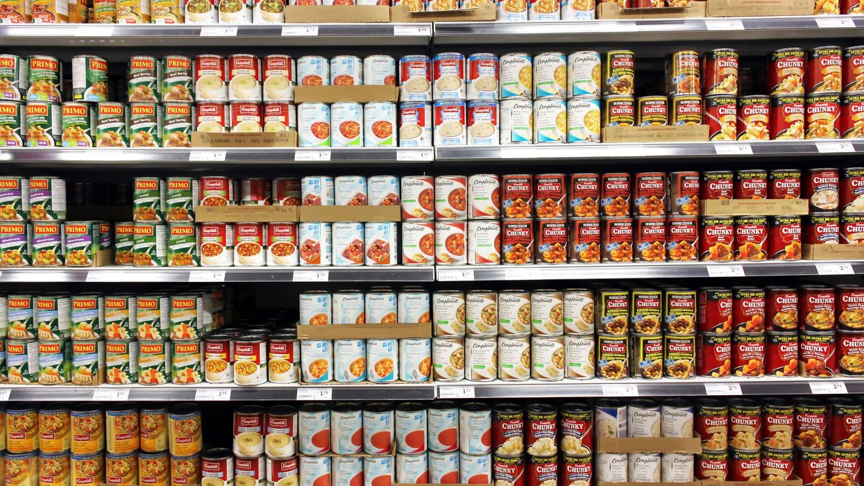 Soup shelf at a supermarket in Canada (illustrative).