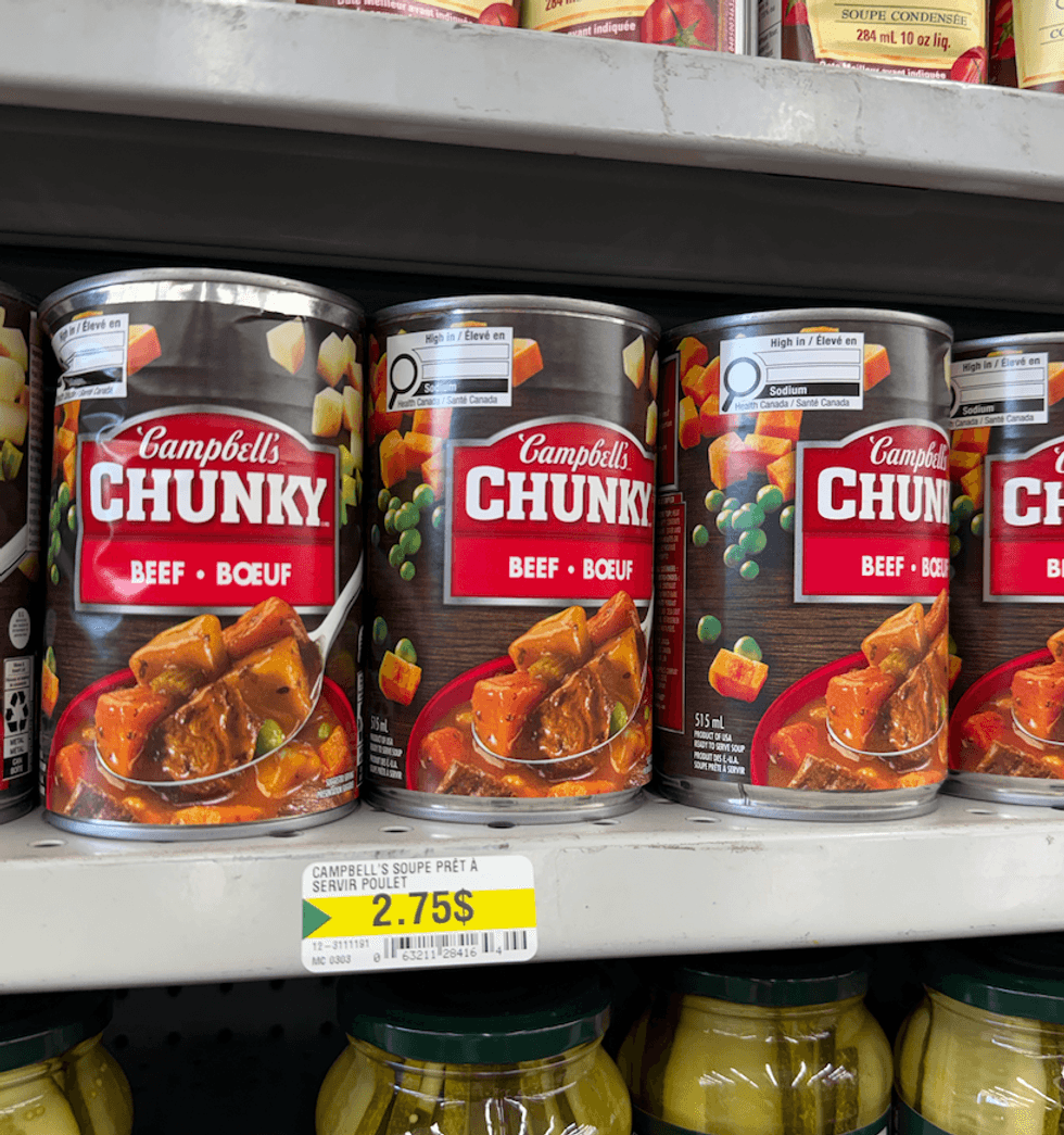 Soupe au b\u0153uf pr\u00eate-\u00e0-servir Campbell's vendue au Dollarama.