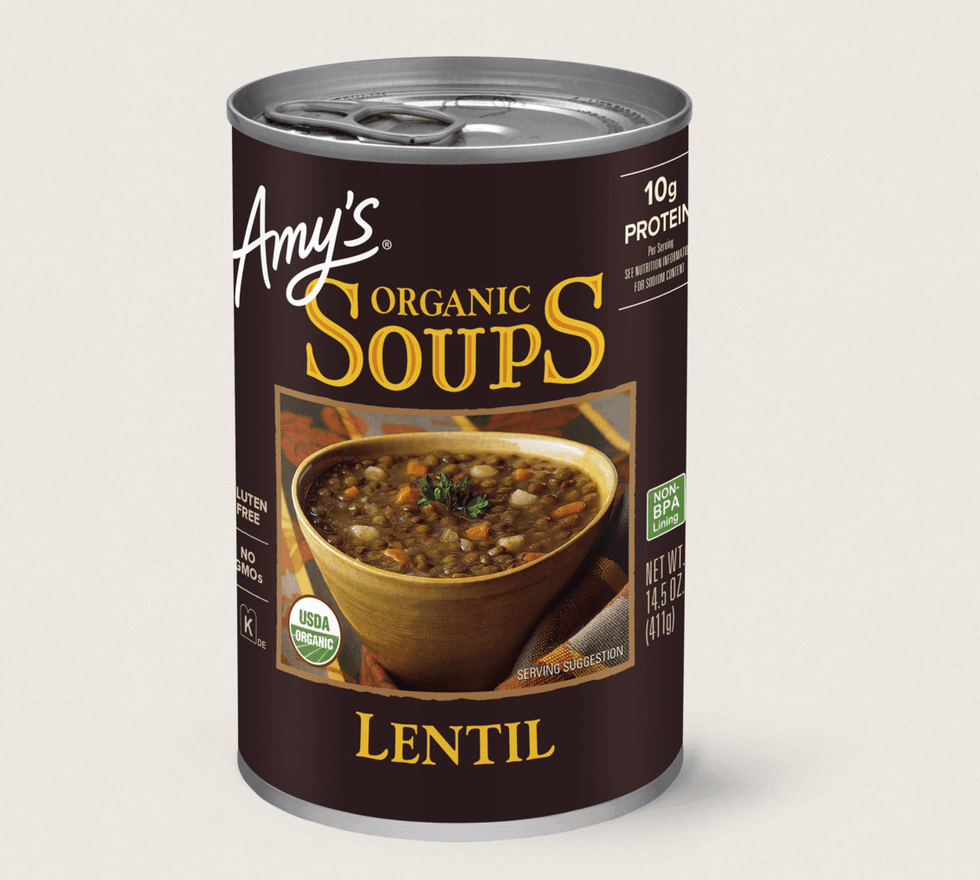 Soupe aux lentilles Amy's Kitchen.