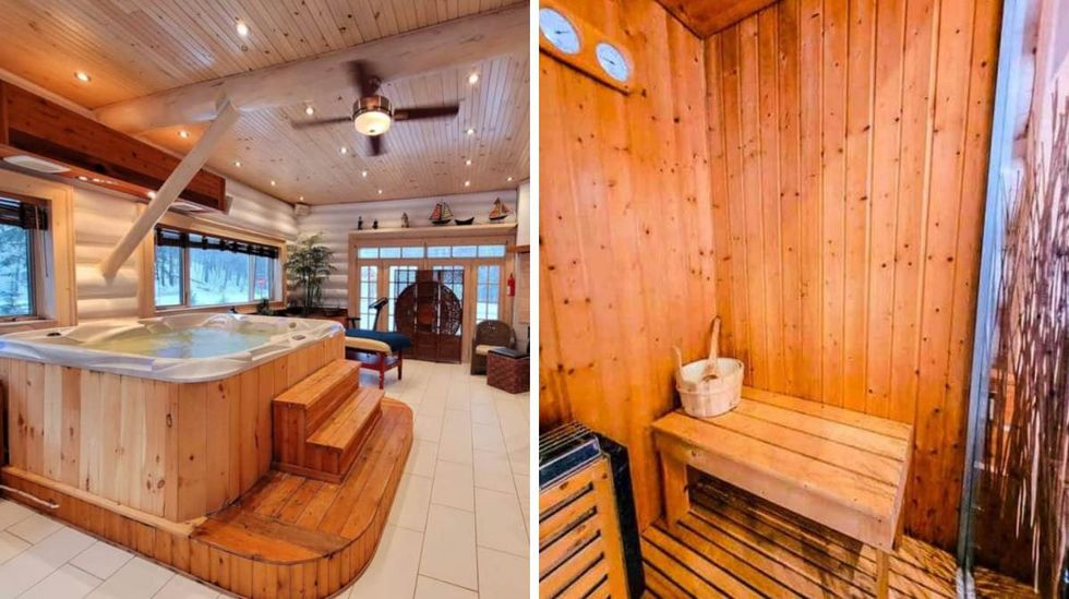 Spa. Droite : Sauna.