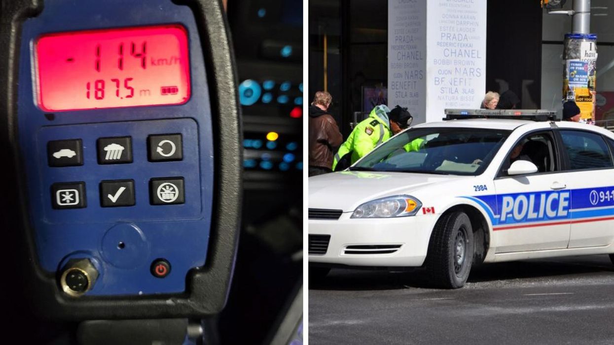 Speed detector. Right: Ottawa Police Service vehicle.