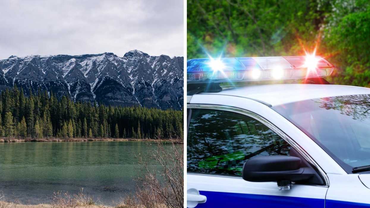 Spray Lakes in Alberta. Right: Police sirens.