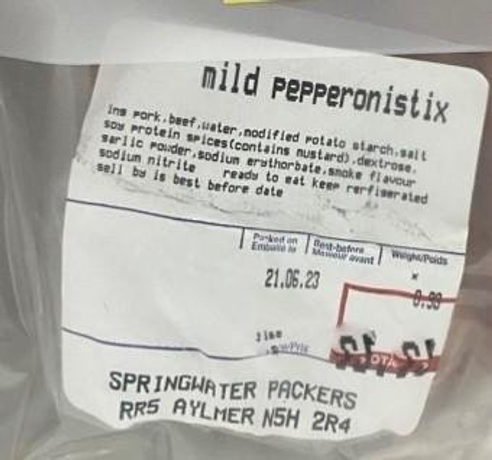 Springwater Packers brand Mild Pepperonistix.