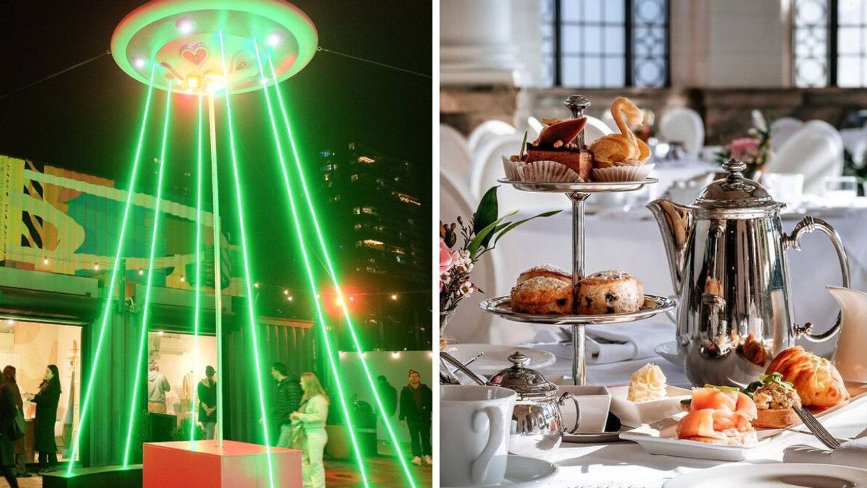 Stackt Market. Right: High tea.