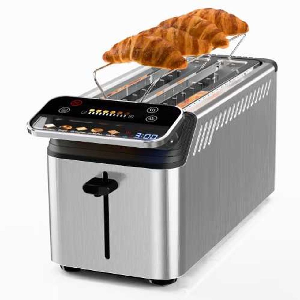 stainless steel WHALL long slot four-slice toaster
