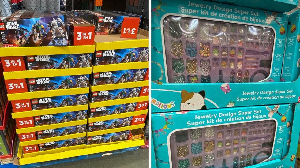Star Wars 3-in-1 Lego set at Costco. Right: Jewelry Design Super Set at Costco.