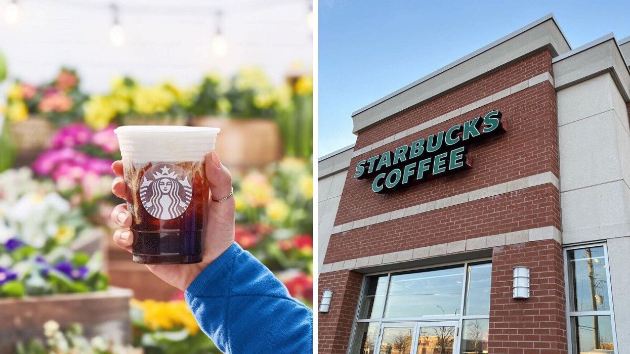 Starbucks Cold Brew. Right: Starbucks location in Canada.