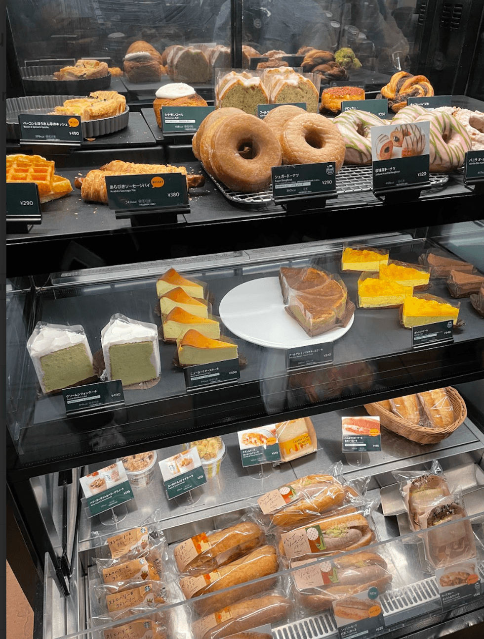 Starbucks food display.