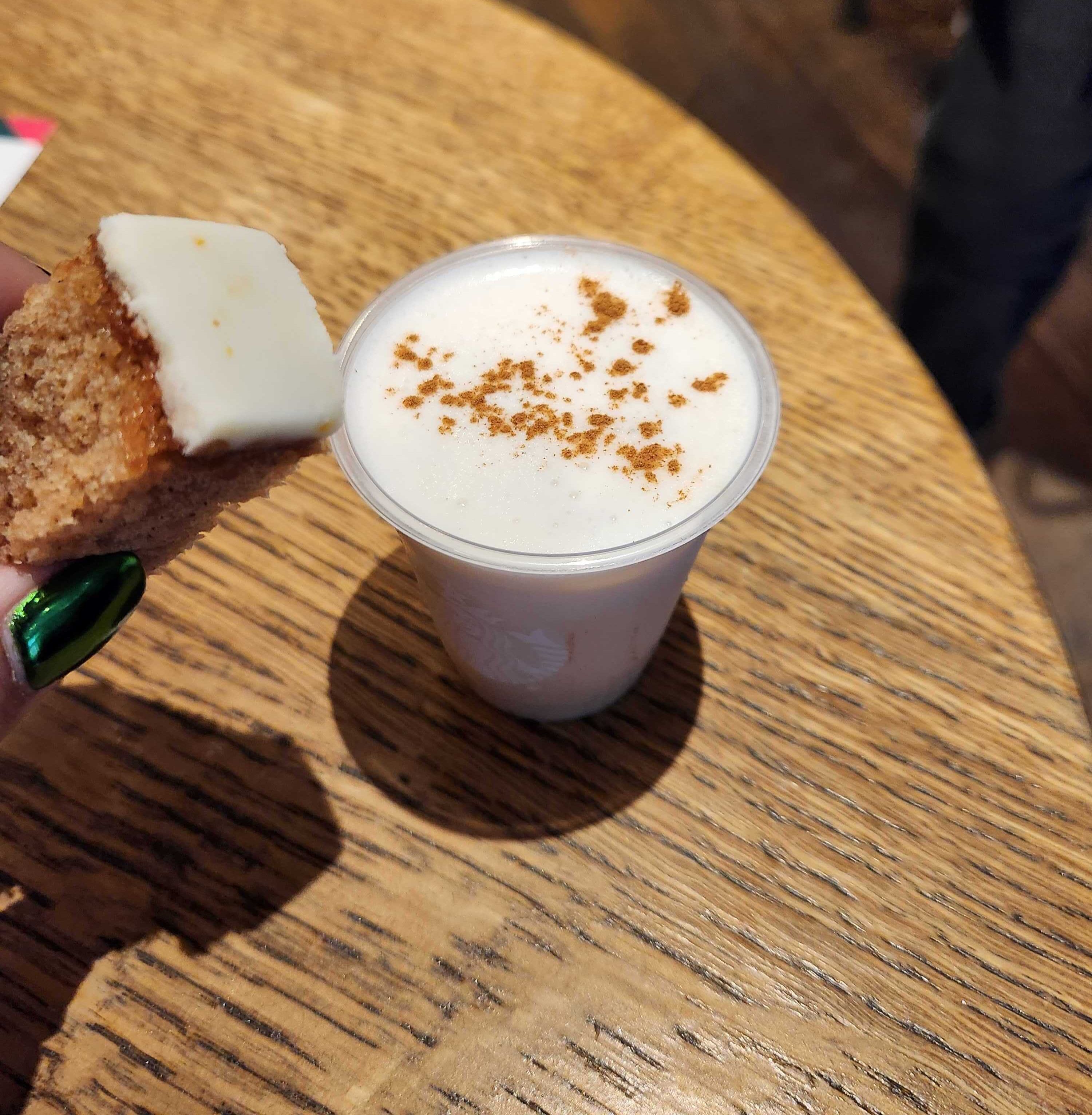 Starbucks' new Iced Gingerbread Oat Chai and gingerbread loaf.