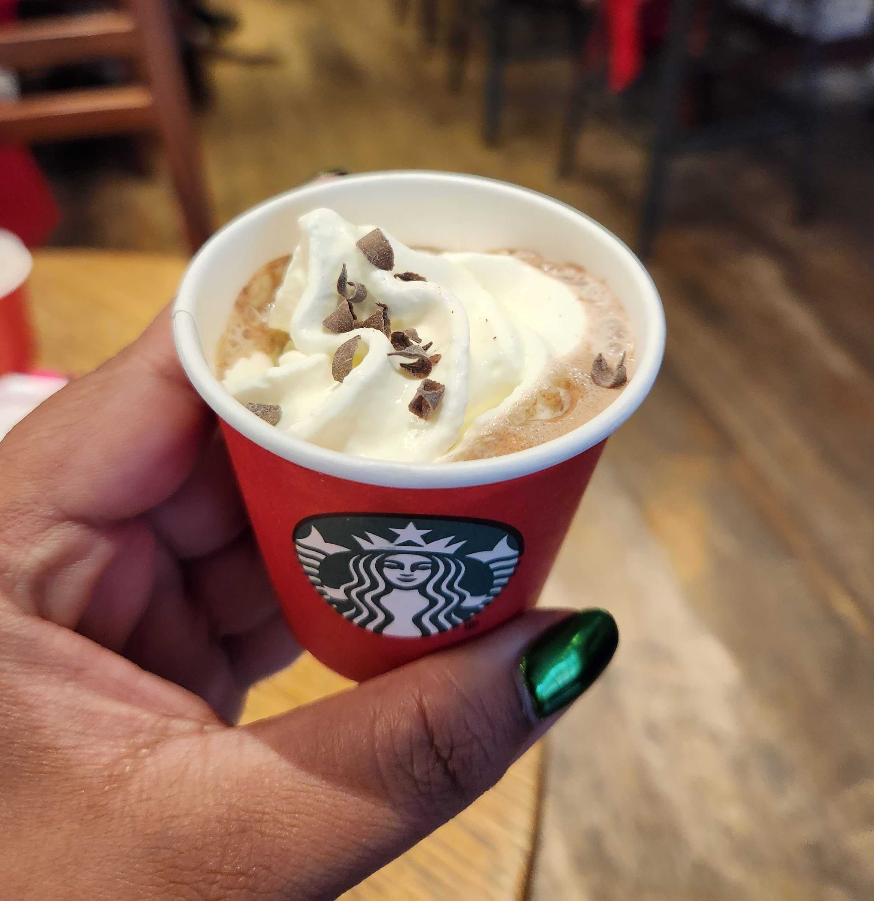 Starbucks' Peppermint Mocha in a mini cup.
