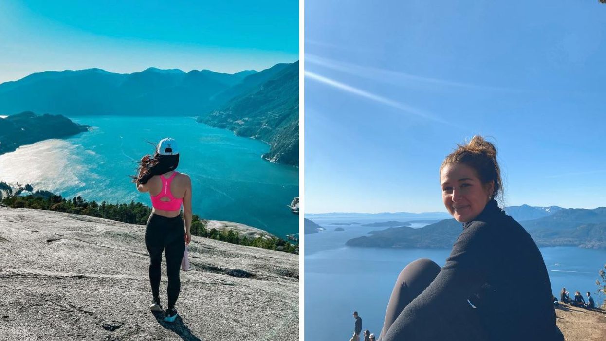 Stawamus Chief hike view. Right: Tunnel Bluffs hike view.