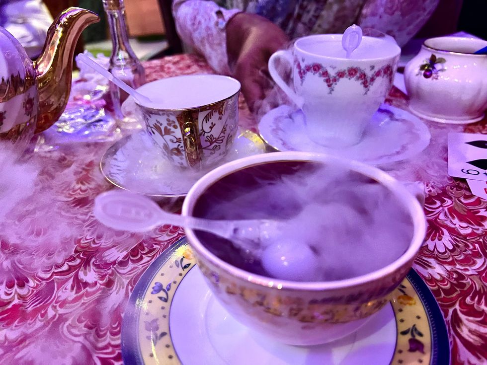 Steaming teacup.