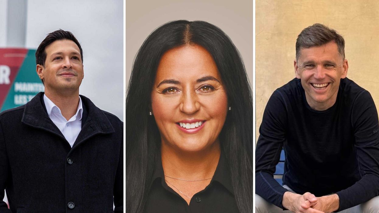 Stéphane Boyer. Centre : Soraya Martinez Ferrada. Droite : Bruno Marchand.