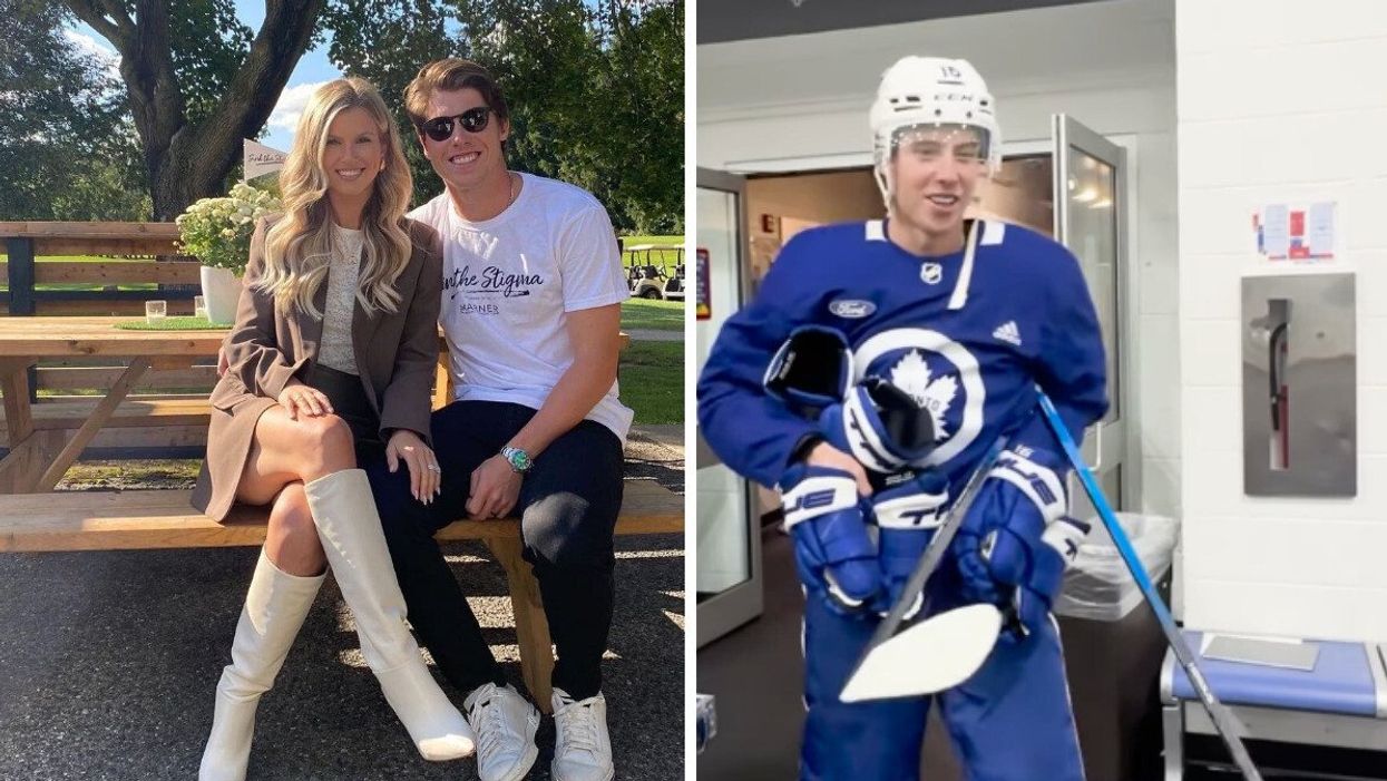 Stephanie LaChance and Mitch Marner. Right: Mitch Marner.