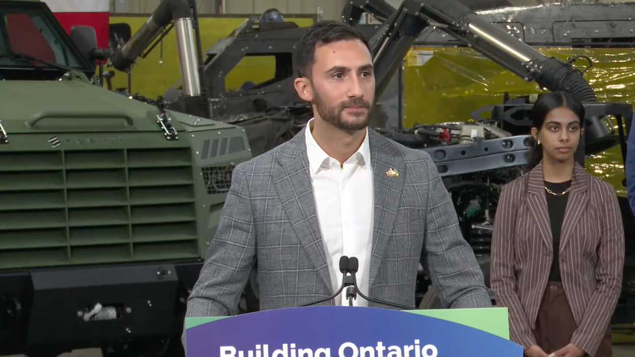 Stephen Lecce making an announcement on Friday.