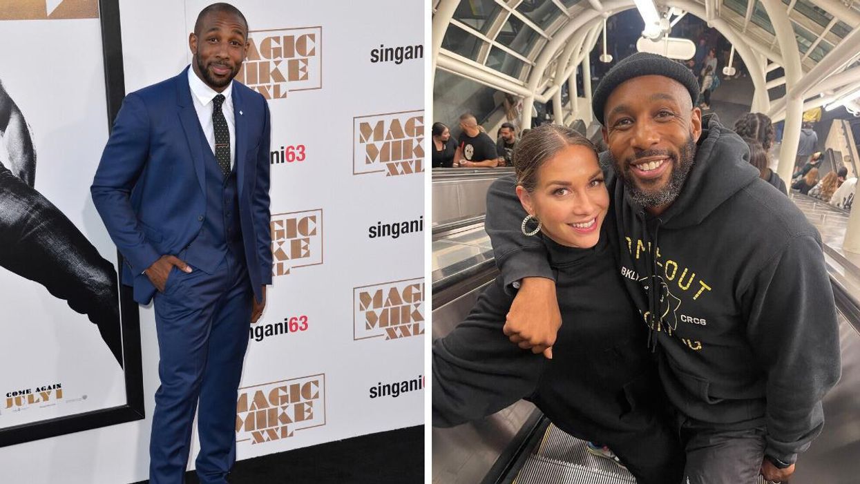 Stephen "tWitch" Boss at the premiere of Magic Mike XXL in 2015. Right: Allison Holker Boss and Stephen "tWitch" Boss.