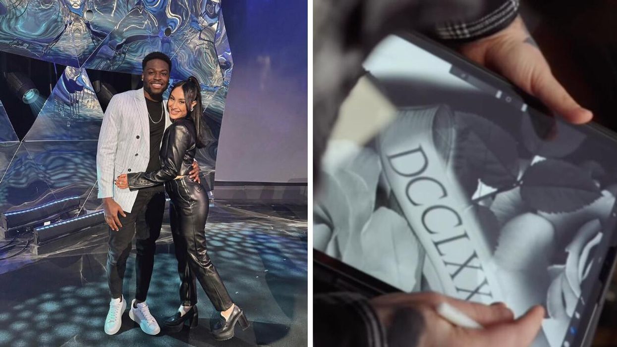 Stevens et Ines d'OD Dans l'Ouest. Droite : Croquis du tatouage de Stevens.