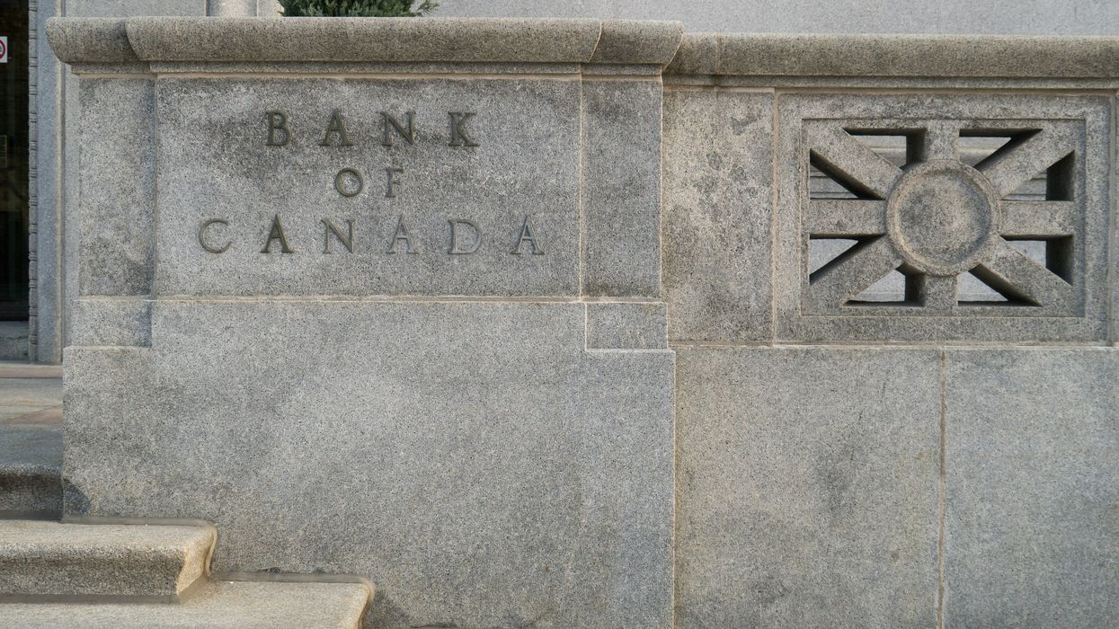 Stone steps and wall etched with "Bank of Canada" outside a building in Ottawa.
