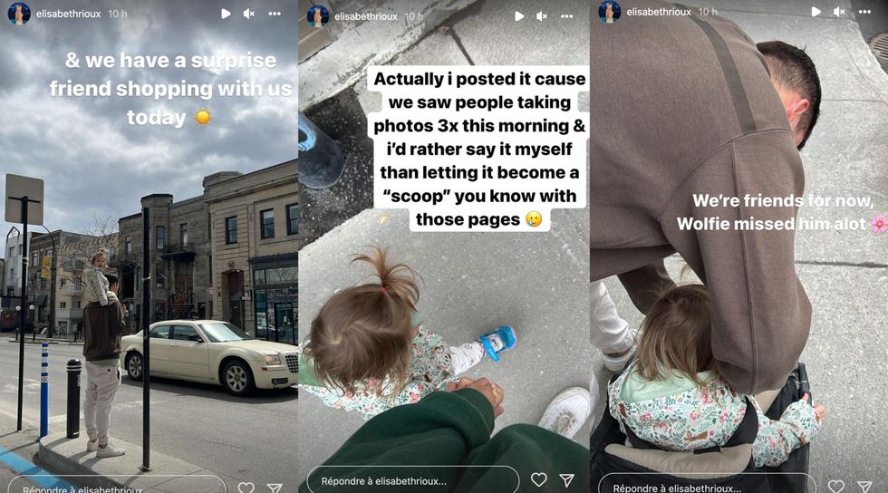 Stories sur Instagram d'\u00c9lisabeth Rioux et Christo Contreras.