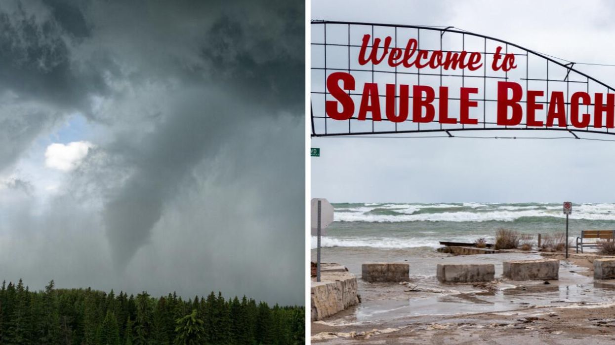 Storm clouds forming. Right: Sauble beach.