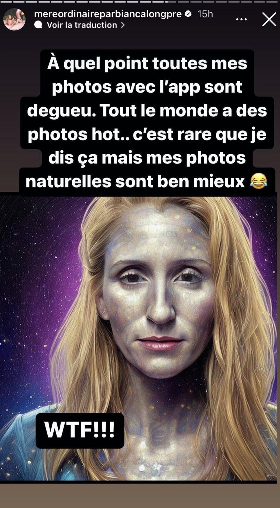 Story de Bianca Longpr\u00e9 sur Instagram.