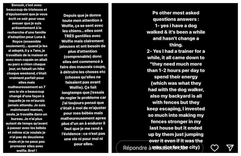 Story Instagram d'\u00c9lisabeth Rioux.