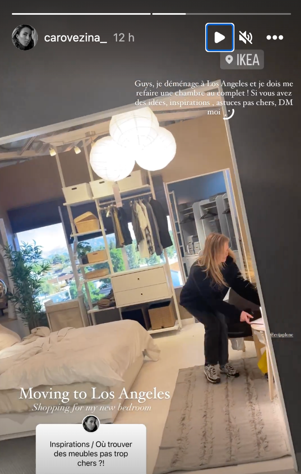 Story Instagram de Carol-Anne.
