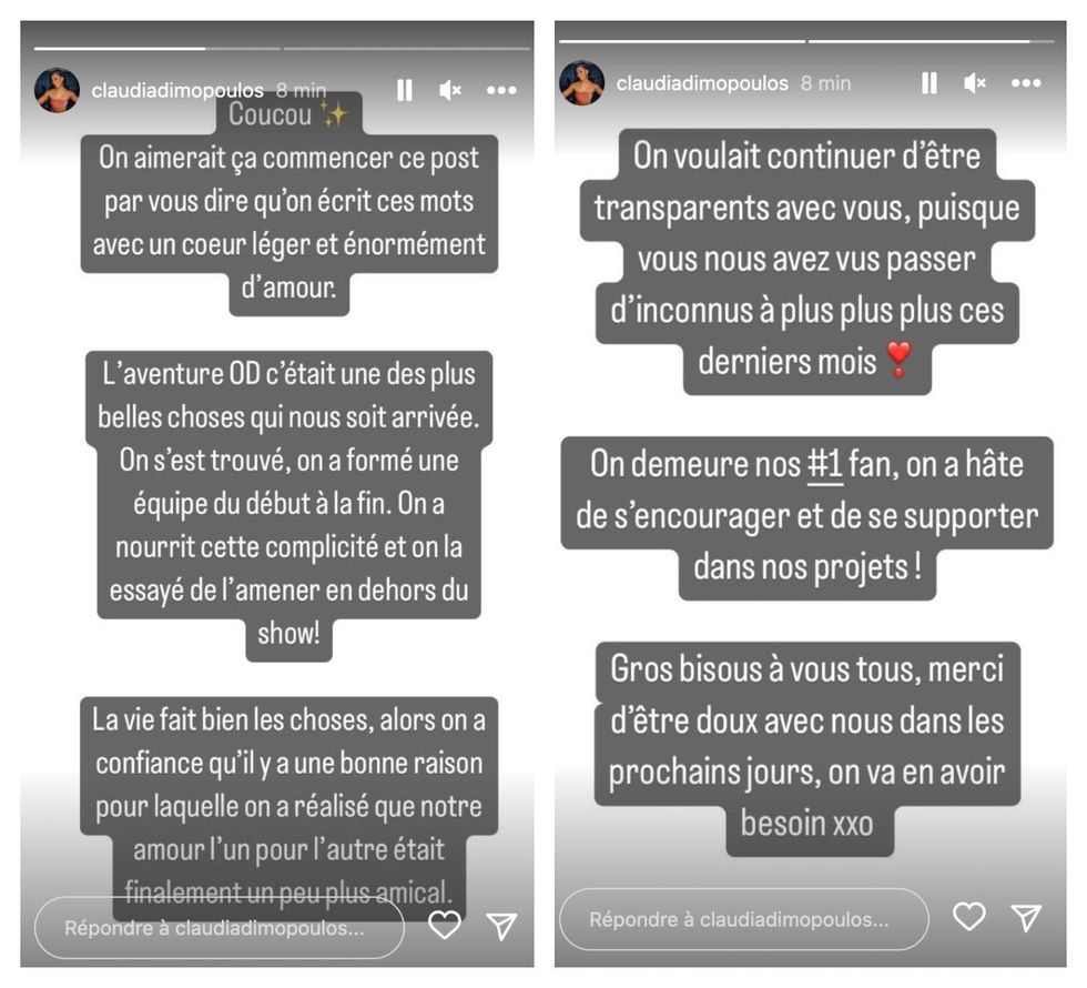 Story Instagram de Claudia.