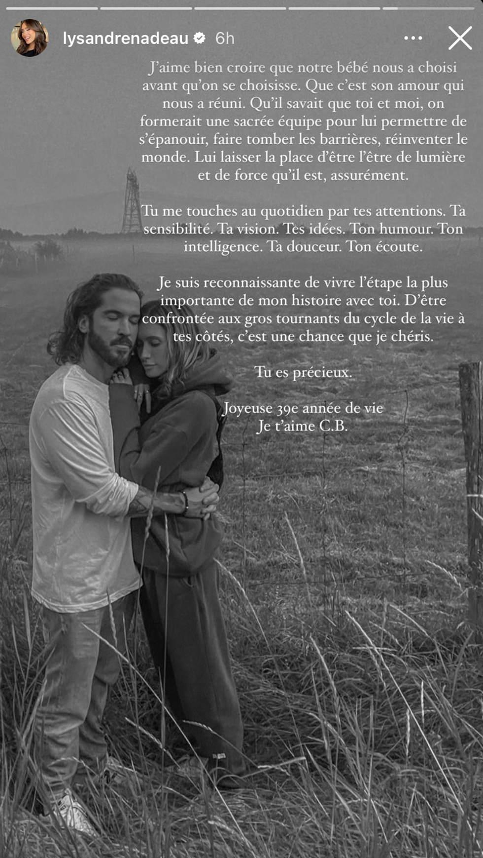 Story Instagram de Lysandre Nadeau.