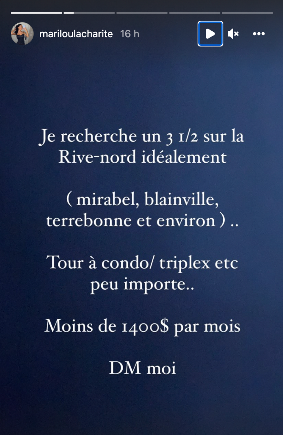 Story Instagram de Marilou.