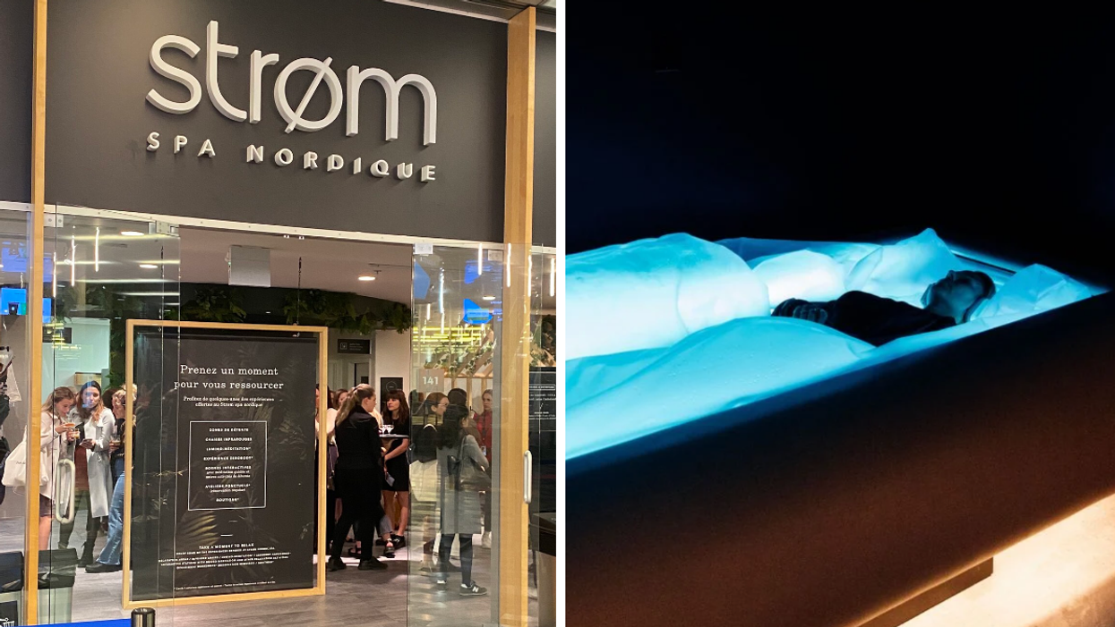 Strom spa nordique au Palais des congrès de Montréal. Droite : Zerobody au Strom spa nordique.