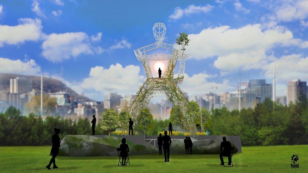 Structure du g\u00e9ant dans le parc Vinet.