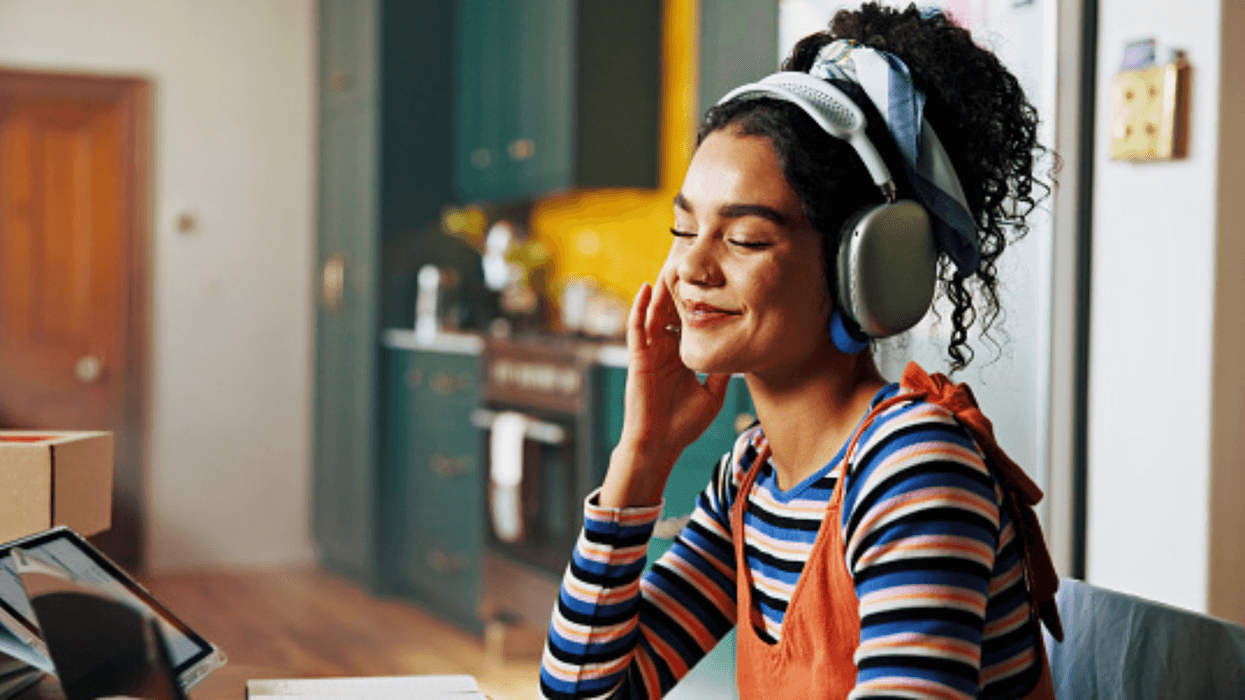 Student wearing headphones