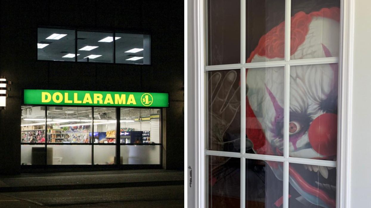 Succursale du Dollarama. Droite : Décorations d'Halloween.
