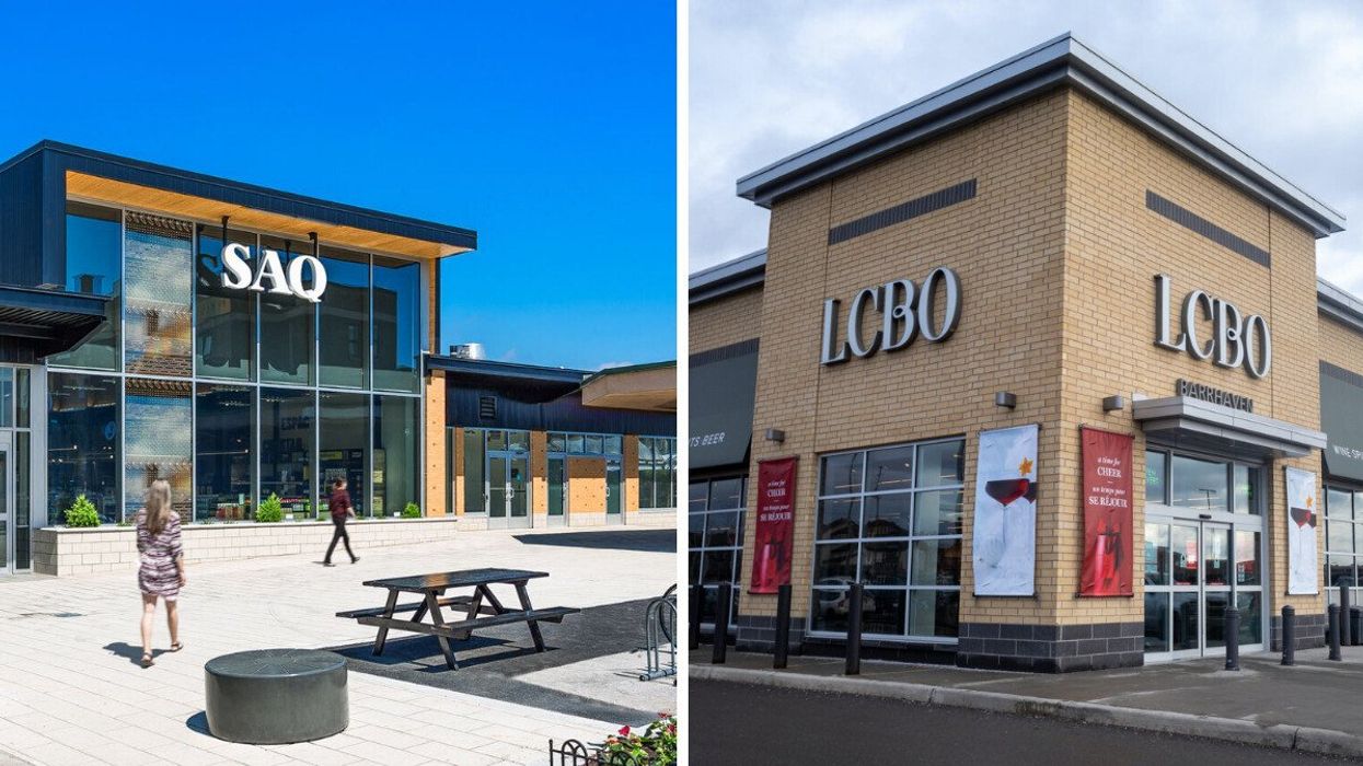Succursale SAQ à Montréal. Droite : Succursale LCBO.
