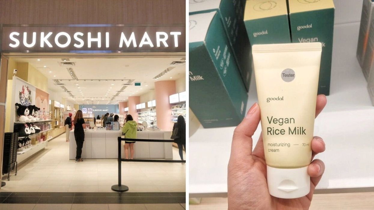 Sukoshi Mart at Toronto Eaton Centre. Right: Vegan Rice Milk moisturizer.