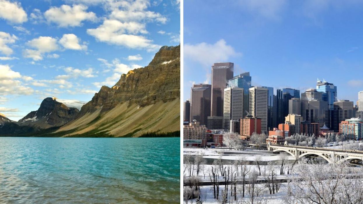 Sun in Alberta. Right: Snow in Calgary.