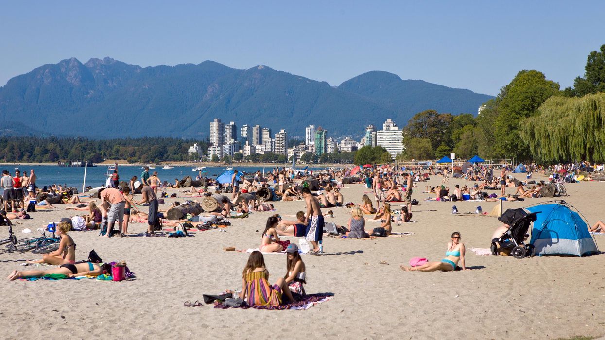Sunbathers on a Vancouver beach.