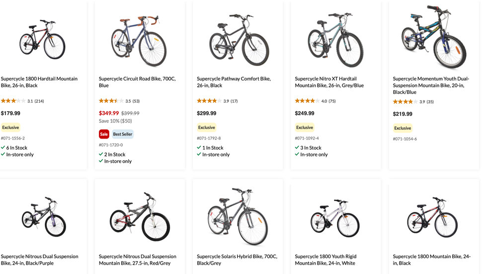 Supercycle bikes from Canadian Tire.