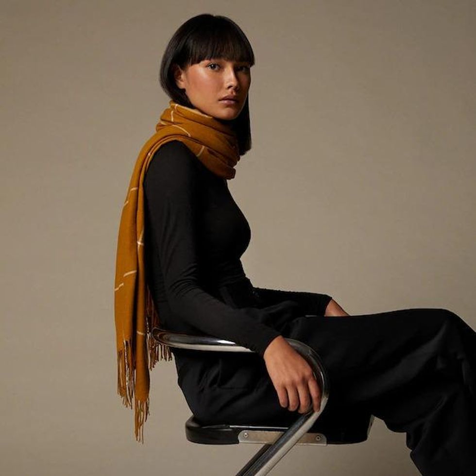 Supersoft Scarf In Windowpane, Golden Brown