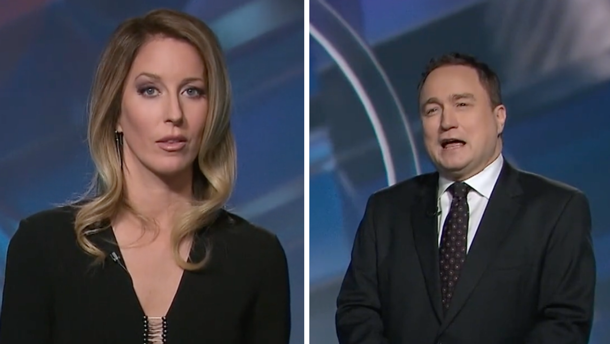 Susan Kent on This Hour Has 22 Minutes. Right: Mark Critch on This Hour Has 22 Minutes.