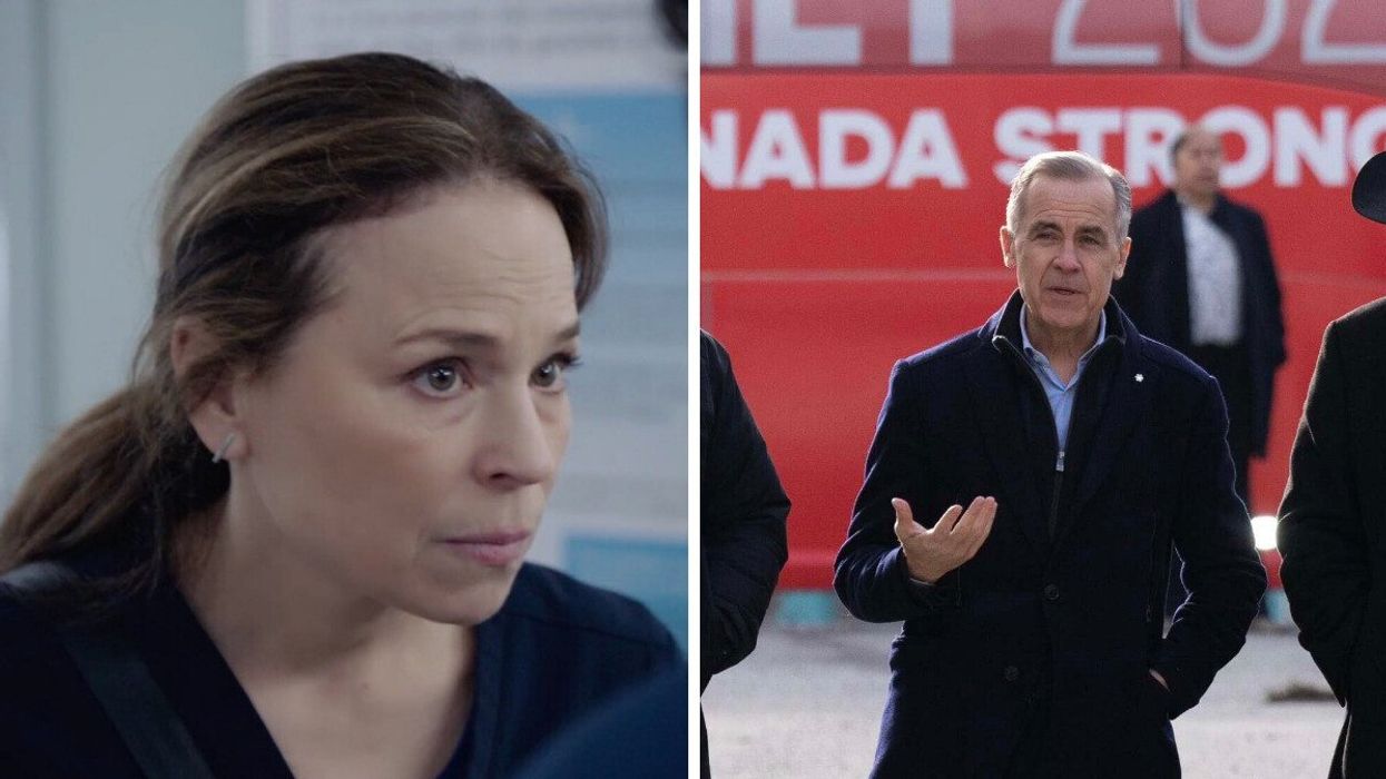 Suzanne Clément dans l'émission STAT. Droite : Mark Carney.